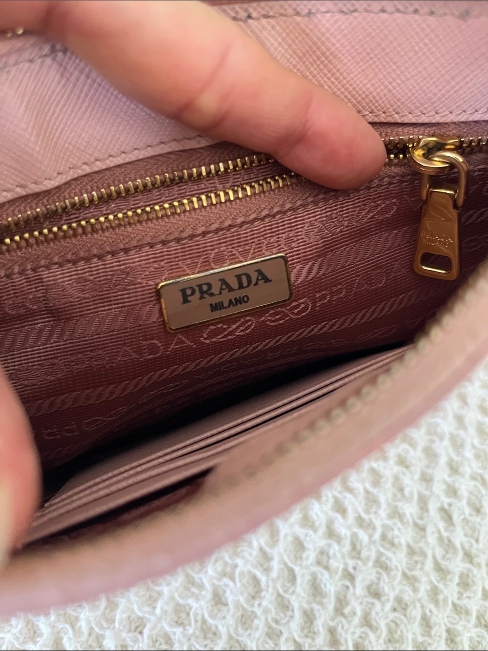 PRADA Rose Saffiano Small Flat Pouch - Picture 9 of 9